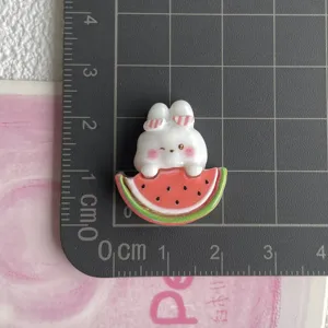Cute resin watermelon rabbit charm for DIY hair clips, shoes, and phone cases decoration.