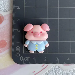 Grazioso maialino rosa in resina piatto perfetto per accessori fai da te e decori.