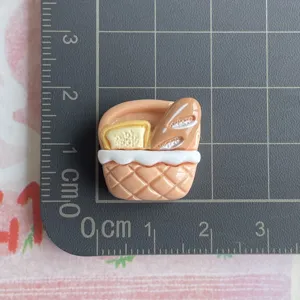 Mini resin bread basket cabochon simulation food flatback charm for DIY hair clips crafts