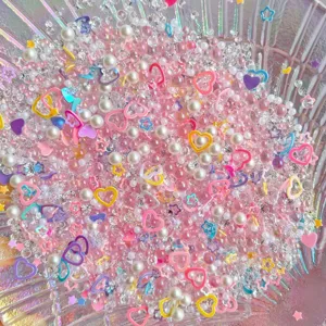 Mixed DIY craft beads pearls resin hearts stars for slime decoden phone case accessories detail