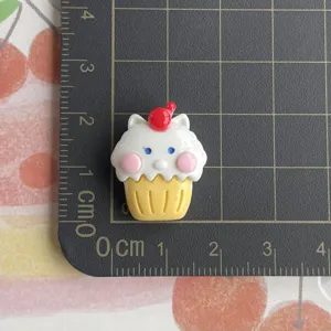Cute cat cupcake resin flatback charm for DIY phone case hair clip crafting and decoration