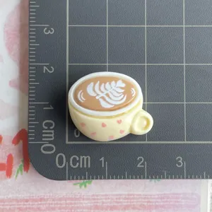 Resin coffee cup flatback charm for DIY hair clips, phone cases, and miniature crafts.
