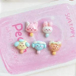 Mini Resin Animal Ice Cream Cabochons Cute DIY Craft Hair Clip Accessories 5Pcs