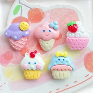 Resin smiley ice cream cake cabochons cute DIY craft accessories for handmade phone case