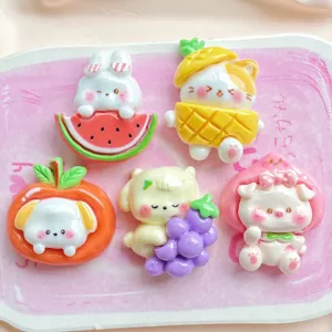 Cute fruit animal resin flatbacks charms DIY accessories for hair clips phone case decor