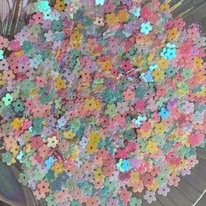 DIY accessori di paillettes a fiore colorate, paillettes iridescenti per lavori creativi