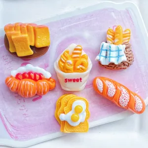 Harz Brot Lebensmittel Charms flache Cabochons für DIY Haarspange Handyhülle Handwerk