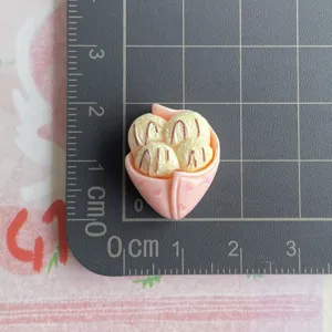 Miniature resin ice cream cabochon detail, perfect for DIY hair clips and phone case crafts decor.