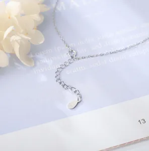 S925 sterling silver anklet extension chain detail, minimalist elegant sweet jewelry design.