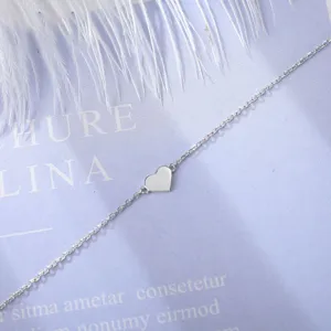 Silver heart anklet minimalist dainty chain ankle bracelet cute jewelry for women daily wear