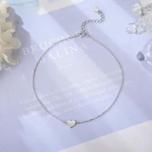 S925 Sterling Silver Heart Anklet Minimalist Sweet Elegant Foot Jewelry For Women Main Image