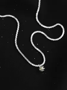 S925 Sterling Silver Starlight Necklace Sparkly Clavicle Chain with Olive Green Zircon Pendant