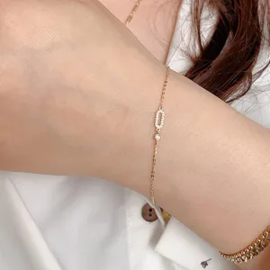 S925 sterling silver 14K gold plated geometric diamond bracelet for women dainty jewelry