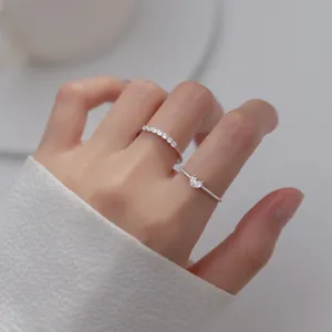 Anillo apilable de plata esterlina S925 con corazón y circonita joyería de moda