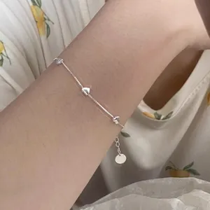 Pulsera de plata esterlina 925 con corazón para mujer estilo minimalista dulce y fina