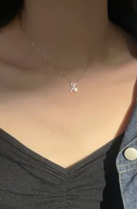 Collar de perlas con símbolo de porcentaje plata S925, joya delicada de clavícula mujer