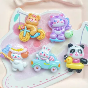 Close-up detail of cute cartoon animal resin charms, perfect for DIY hairpins and shoe decorations.