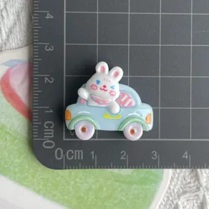Resin cute rabbit car craft accessory, perfect for DIY hair clips, keychains and shoe charms.