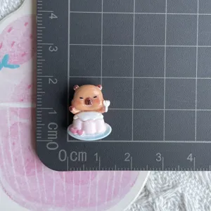 Mini resin capybara dessert charm flatback for DIY hair clips phone cases craft accessories