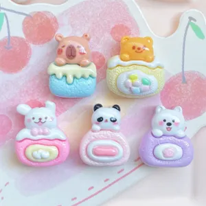 Cabochons mignons en résine gâteau roulé dessert pour accessoires de coque de téléphone