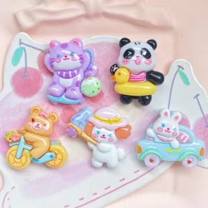 Cute cartoon animal resin charms detail, perfect for DIY hair clips, phone cases and shoes decoration.