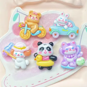Cute cartoon animal resin charms set for DIY hair clips, keychains and shoe decorations.