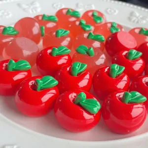 Grandi ciondoli in resina a mela rossa 3D per fermagli per capelli DIY e cover per telefono.