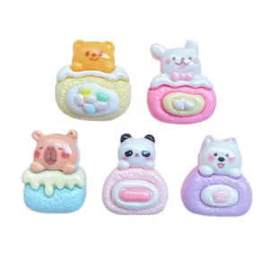 Set de cabochons en résine d'animaux mignons, mini amulettes de dessert pour bricolage et coque.