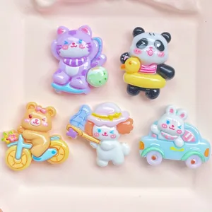 Cute cartoon animal resin charms set for DIY jewelry making, phone case, and clogs decoration.