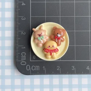 Resin gingerbread bear charms for DIY phone case jewelry hair clip decoration 1pc