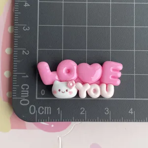 Cute resin cartoon LOVE YOU letter charms for DIY phone case and hair clip decoration parts.