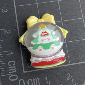 Christmas snow globe resin charm DIY phone case hair clip accessory cute holiday decoration