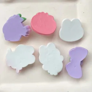 Cute glossy cartoon resin accessories, sweet DIY handmade craft pieces for charming decor.