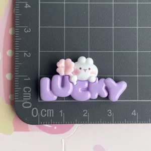 Resin cartoon lucky letter and cute rabbit charm for DIY phone case and hair clip decoration.