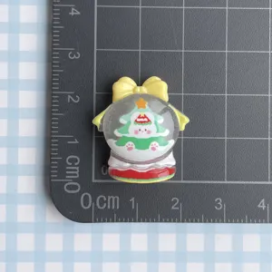 Christmas tree resin snow globe charm with bow for phone case DIY jewelry accessories craft decor