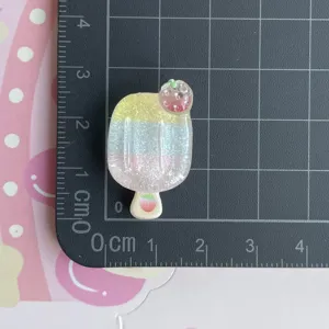 Carino cabochon piatto in resina glitterata gelato ghiacciolo per forcine fai da te custodia