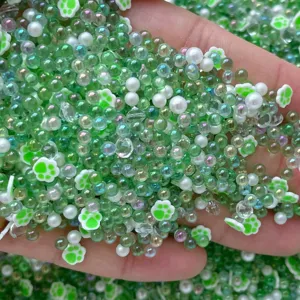 Mixed cat paw beads slime charms DIY craft accessories pearl bubble beads colorful set