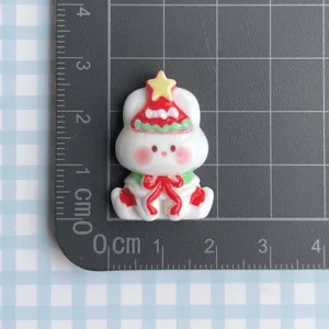 Christmas white rabbit resin flatback charm for phone case and DIY hair clip decoration