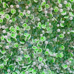 Mixed DIY slime charms cat paw beads green pearls clear rhinestones handmade jewelry craft supplies