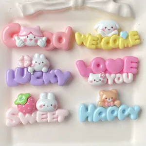Cute cartoon English letters resin charms DIY accessories for hair clips and phone cases.