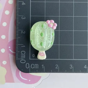 Accessorio fai da te in resina gelato cactus, cabochon gelatina glitterato fine per decorazione