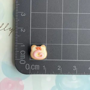 Cute cartoon bear bread resin flatback cabochon for DIY hair clips phone case decor