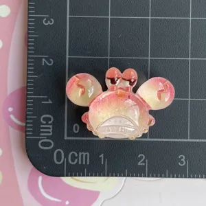 Transluzenter Glitzer Harz Krabbe Charms DIY Zubehoer fuer Handyuellen Haarklammern