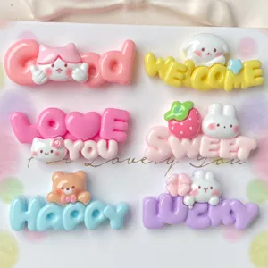 Cute resin cartoon letter charms, perfect DIY accessories for phone cases and hair clips.