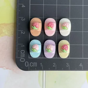 Mini ciondoli pantofola fragola in resina accessori fai da te custodia telefono 6 pz