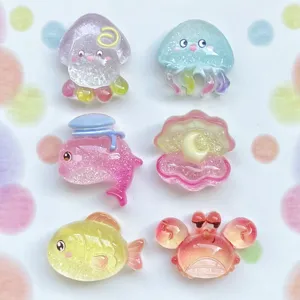 Glitzernde Harz Meeresbewohner Charms Set mit süssen Fischen und Walen für DIY Handyhülle.