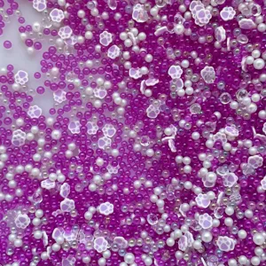 Mixed soft clay cat paw beads and translucent bubble beads for DIY jewelry and slime crafts detail