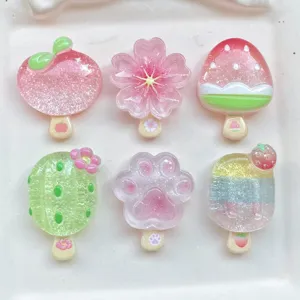 ciondoli in resina ghiacciolo frutta gelatina glitterata trasparente per forcine fai da te.
