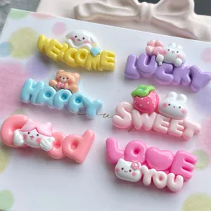 Cartoon English alphabet resin charms for hair clips, phone cases, and DIY craft decorations.