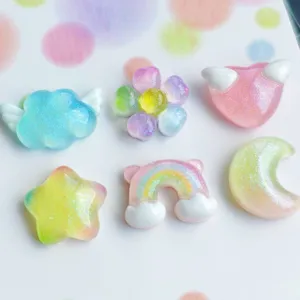 Ciondoli DIY in resina sfumato colorato carino nuvola stella luna fiore cabochon artigianato